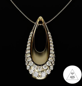 3d model of pendant with diamonds