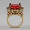 3D model of a gold ring with diamonds and ruby