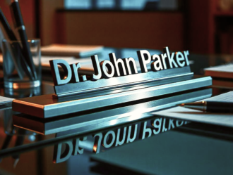 custom silver desk name plate