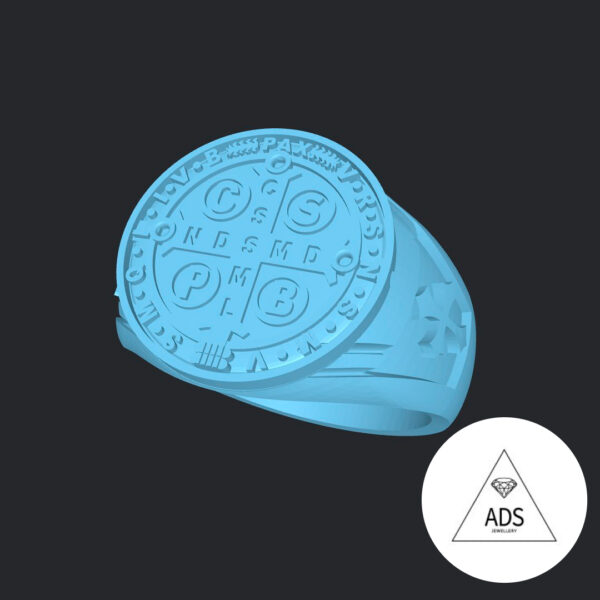 3d model of ring with saint benedict medal r21